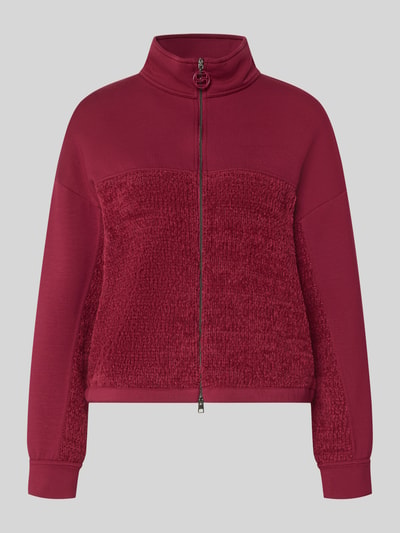 Marc Cain Regular Fit Sweatjacke mit Strickbesatz Kirsche 2