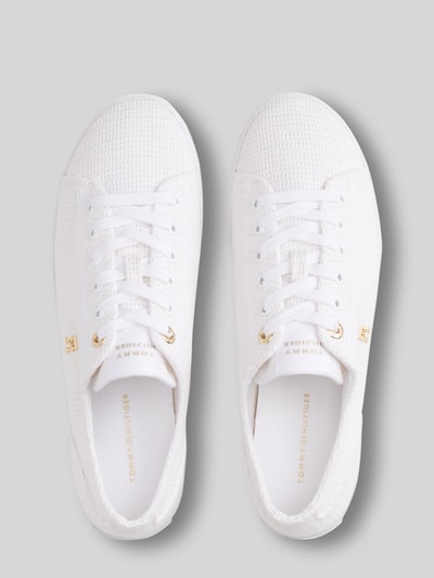 Tommy Hilfiger Sneakersy w niskim kroju w imitacji dzianiny z aplikacją z logo Biały 3