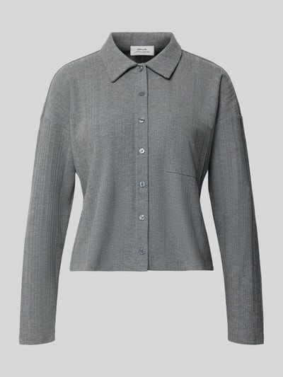 OPUS Cropped Langarmshirt mit Brusttasche Modell 'Sawoni' Mittelgrau 1