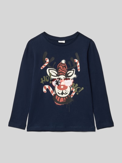 s.Oliver RED LABEL Bluzka z długim rękawem o kroju regular fit z mieszanki dżerseju i bawełny Granatowy 1