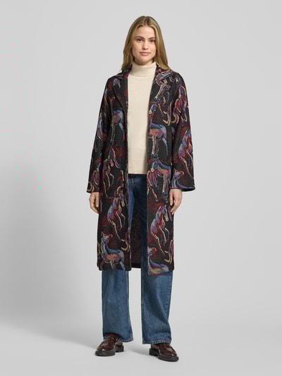 Milano Italy Mantel im Allover-Look mit aufgesetzten Taschen Bordeaux 4