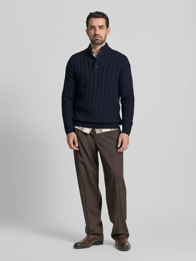 Fynch-Hatton Gebreide pullover met ribboorden Marineblauw - 1