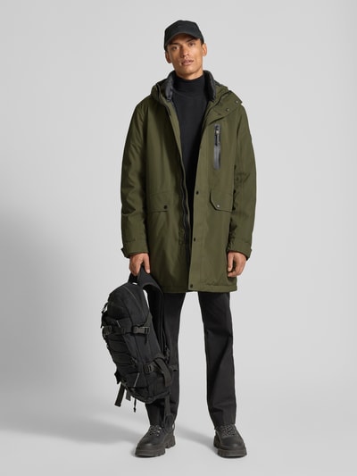 camel active Parka met klepzakken, model 'Parka Hood clean' Olijfgroen - 1