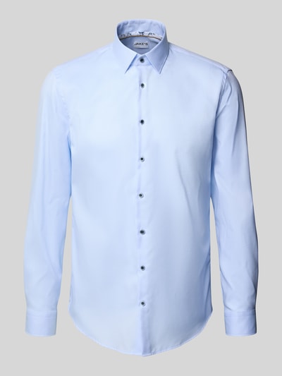 Jake*s Slim Fit Business-Hemd aus reiner Baumwolle mit Kentkragen Bleu 2