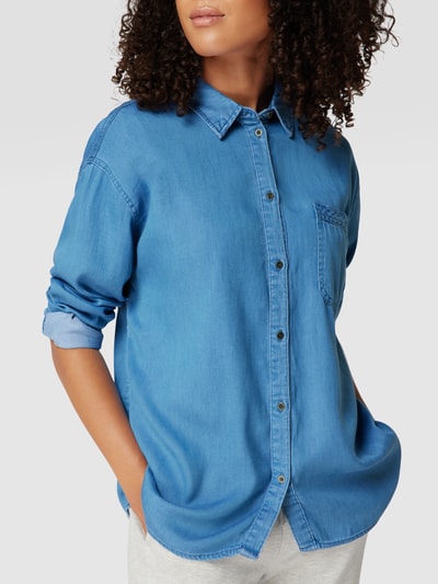 Vila Bluza koszulowa z materiału stylizowanego na denim model 'Vibista' Jeansowy niebieski 3