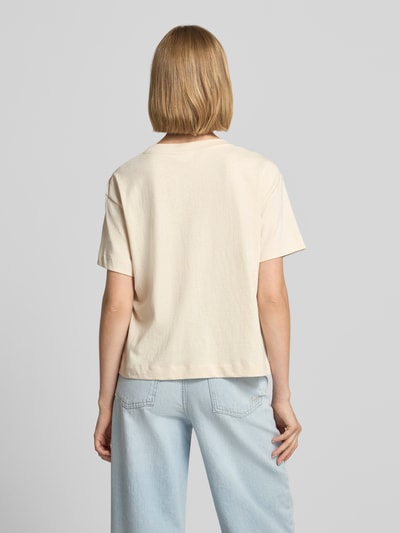 Jake*s Casual t-shirt z haftami i okrągłym dekoltem Écru 5