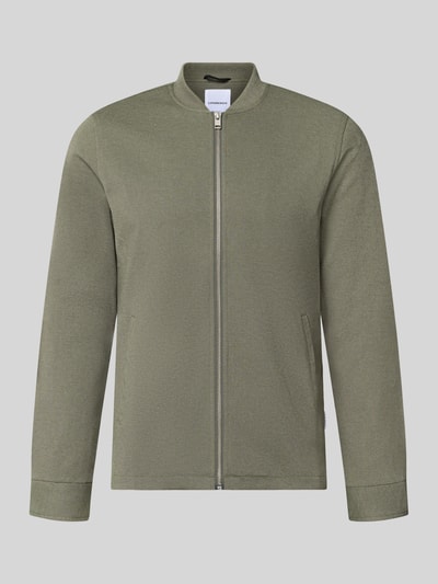 Produktfoto, Slim Fit Sweatjacke mit Stehkragen von Lindbergh, Mieszanka materiałów z dodatkiem streczu, zamek błyskawiczny, wpuszczane kieszenie