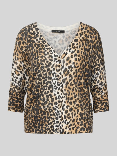 Oui Strickjacke mit V-Ausschnitt und 3/4-Arm Camel 2