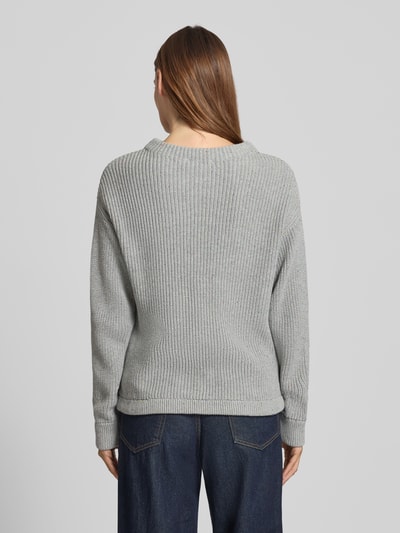 Jake*s Casual Sweter z dzianiny o kroju oversized z prążkowanymi wykończeniami Srebrny melanż 5