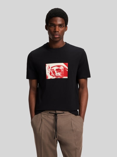 HUGO Regular Fit T-Shirt aus reiner Baumwolle Modell 'Dirom' Black 4