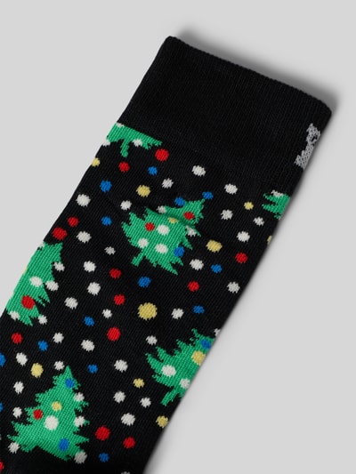 Happy Socks Socken mit Label-Print Modell 'Christmas Night' Black 2
