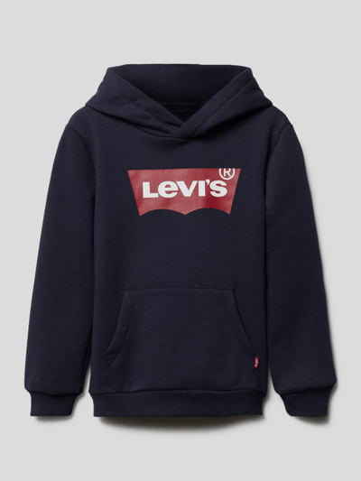 Levi’s® Kids Bluza z kapturem i nadrukiem z logo, model „BATWING” Granatowy 1