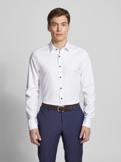 ETERNA Slim Fit Businesshemd aus Uni Struktur Weiss 4
