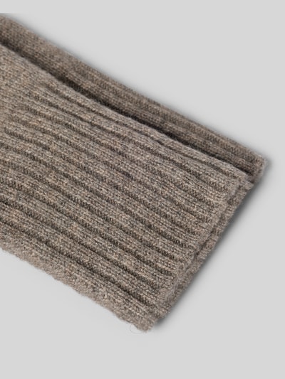 Produktfoto, Handschuhe aus reinem Kaschmir von Seeberger, beżowy melanż, widoczne elastyczne rippbündchen, faktura dzianinowa, damskie rękawiczki