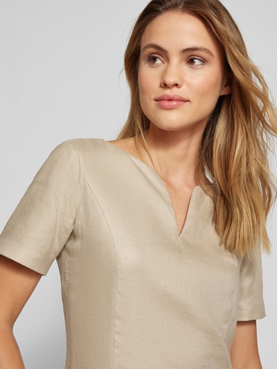 WHITE LABEL Knielanges Kleid mit V-Ausschnitt Sand 3