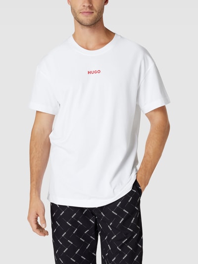 HUGO T-Shirt mit Label-Print Modell 'Linked' Weiss 4