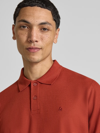 JACK & JONES Slim Fit Poloshirt mit Label-Stitching Modell 'AUSTIN' Rostrot 3