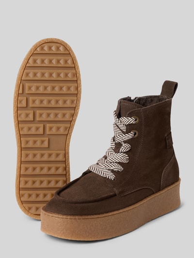 Tamaris Schnürstiefel aus echtem Rindvelours Dunkelbraun 4