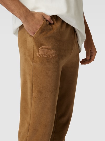 Lacoste Sweatpants met elastische band, model 'VELVET COLORAMA' Camel - 3