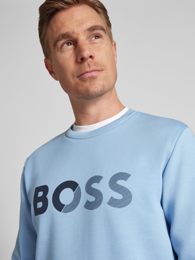 BOSS Green Sweatshirt mit Label-Print Hellblau 3