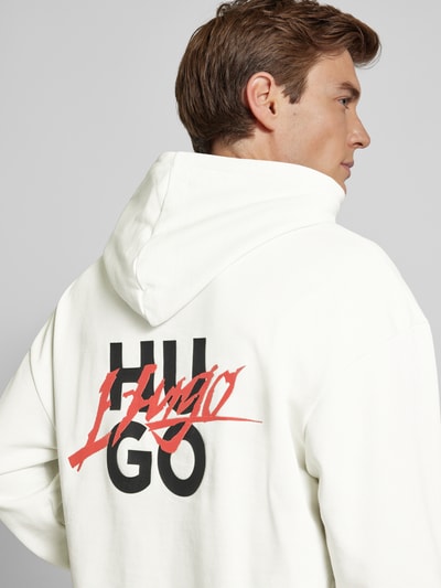 HUGO Hoodie mit Label-Stitching Modell 'Dlogolong' Offwhite 3