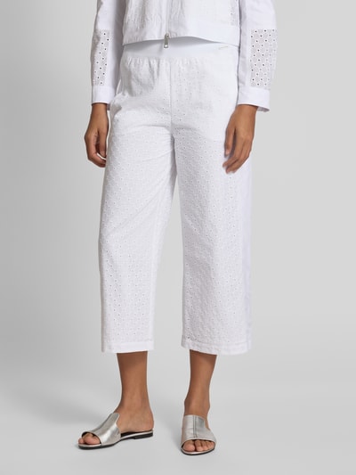 Marc Cain Wide Leg Stoffhose mit Lochstickerei Weiss 4