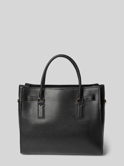 Produktfoto, Handtasche mit Tragehenkel Modell 'HAMILTON' von MICHAEL Michael Kors in Schwarz, glatte Ledertextur, Label-Detail, Hauptfach mit Reißverschluss, Schulterriemen, Innenfach mit Reißverschluss, Maße: Breite 37 cm, Länge 32 cm, Tiefe 12 cm, Länge Schulterriemen 47 cm