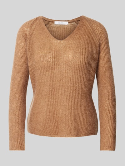 MaxMara Leisure Sweter z dzianiny z fakturowanym wzorem model ‘FRESIS’ Camel 2