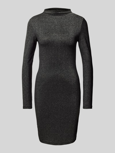 Pieces Slim Fit Bodycon-Kleid mit Effektgarn und kurzem Stehkragen Modell 'MONICA' Black 2