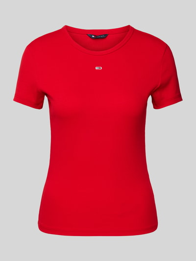 Tommy Jeans Slim Fit T-Shirt mit Logo-Stitching Modell 'ESSENTIAL' Rot 1