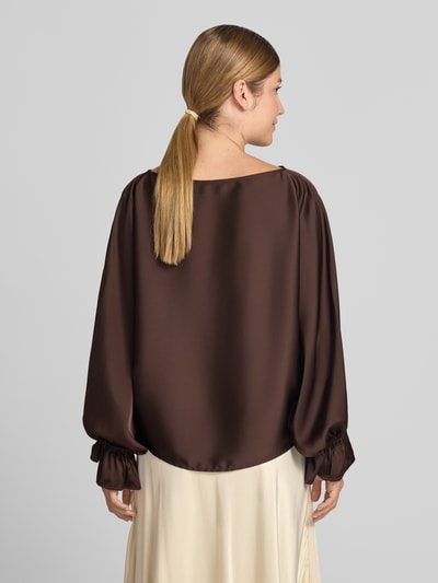 VM by Vera Mont Blusenshirt aus Satin mit Volantärmeln Dunkelbraun 5