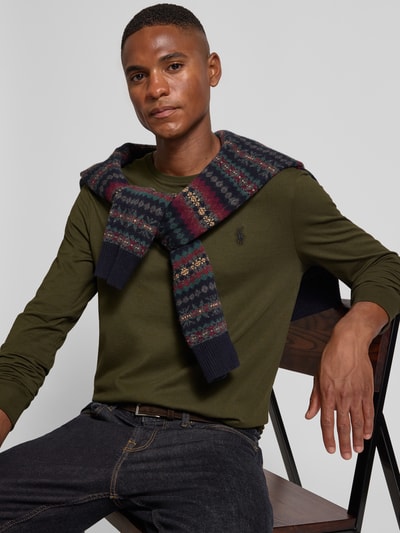 Polo Ralph Lauren Regular Fit Longsleeve mit Logo-Stitching Modell 'Jersey' Oliv 3