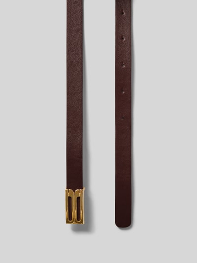 Produktfoto, Gürtel aus echt leer Model 'Dorian' van Victoria Beckham in donkerbruin met gouden pinsluiting, afgeronde pasvorm, breedte maat 80: 1 cm