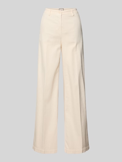 Productfoto, Hose mit Bügelfalten und Eingrifftaschen van SEDUCTIVE, beige katoenmix met linnen, wijde pijp, steekzakken, achterzakken