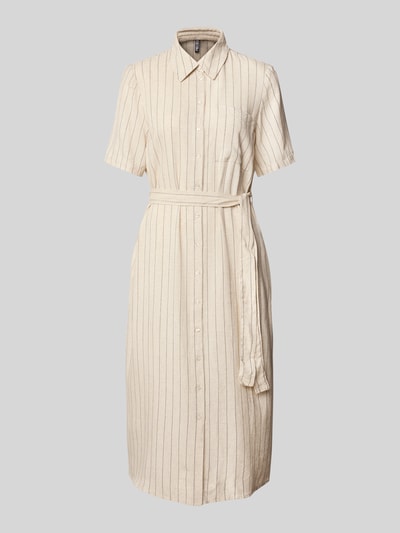 Pieces Tailliertes Freizeitkleid aus Viskose-Leinen-Mix Modell 'PIA' Beige 2