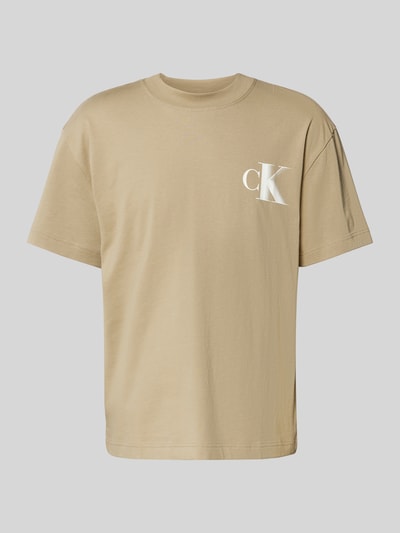 Calvin Klein Jeans T-shirt z nadrukiem z logo i okrągłym dekoltem Beżowy 2
