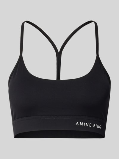 Productfoto, zwart Bustier met Stretch-Anteil van Anine Bing, elastische materiaalmix, aansluitende pasvorm, Spaghettibandjes, Racerback, Labelopschrift, ruglengte bij maat S 23 cm