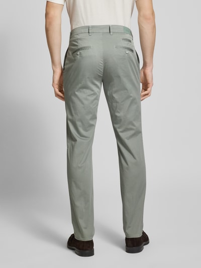 Brax Regular fit chino met structuurmotief, model 'FABIO' Rietgroen - 5