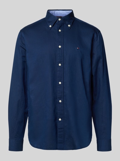 Tommy Hilfiger Regular Fit Freizeithemd aus Baumwoll-Leinen-Mix Marine 2