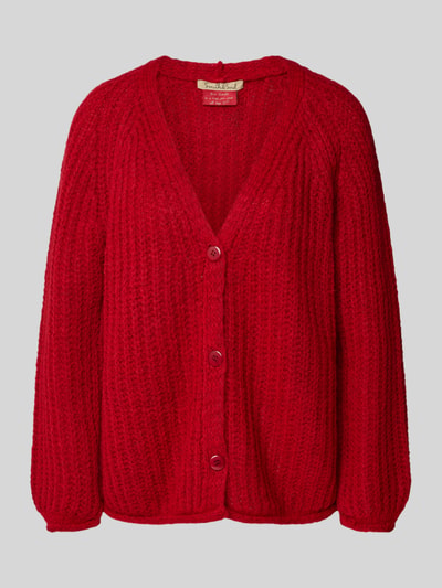 Smith and Soul Strickjacke mit V-Ausschnitt und Knopfleiste Rot Melange 2