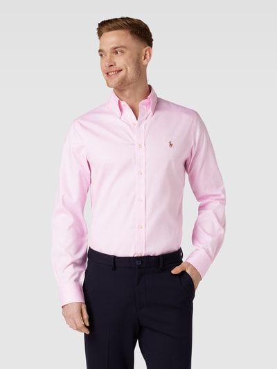 Polo Ralph Lauren Slim Fit Business-Hemd mit Label-Stitching Rosa 4