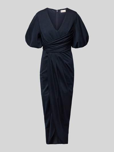 V by Vera Mont Cocktailjurk in wikkellook Donkerblauw - 2