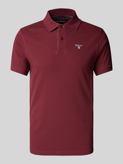 Barbour Slim Fit Poloshirt mit Label-Stitching Kirsche 2