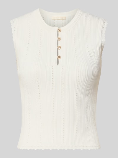 GUESS Stricktop in Pointelle-Strick mit kurzer Knopfleiste Ecru 1
