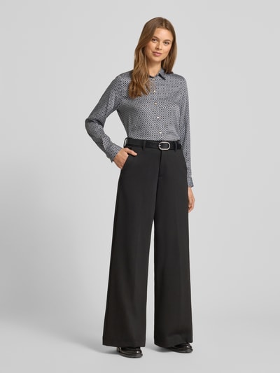 Milano Italy Bluzka o krój regular fit z wiskozy ze wzorem na całej powierzchni Czekoladowy 1