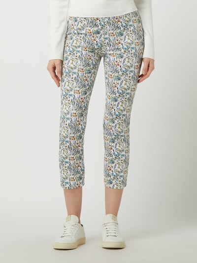 Raffaello Rossi Korte comfortbroek met bloemenmotief, model 'Penny' Oceaanblauw - 4