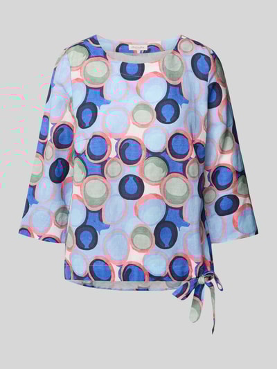 Christian Berg Woman Regular fit linnen blouse met 3/4-mouwen Marineblauw - 2