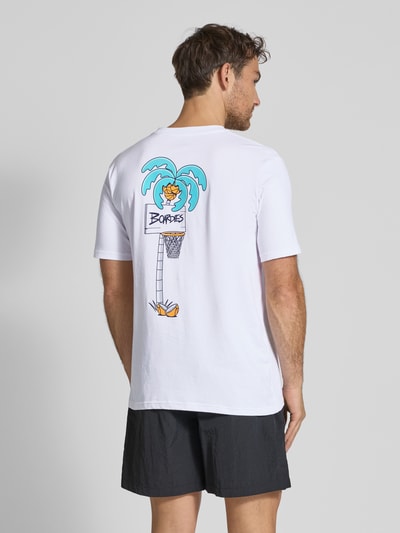 BOARDIES T-shirt met motief- en labelprint, model 'Long Shot' Wit - 5