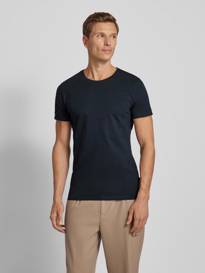 Casual Friday T-Shirt mit geripptem Rundhalsausschnitt Marine 4