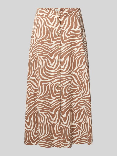 b.young Midirok van linnen-viscosemix met knoopsluiting model 'FALAKKA' Beige - 2